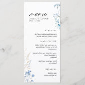 Blauwe Wilde Bloemen Monogram Trouw Menu (Voorkant)