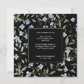 Blauwe wilde bloemen op zwart, vierkant Foto Afstu Kaart (Achterkant)