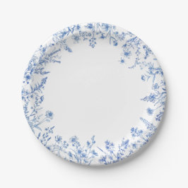 Blauwe wilde bloemen papieren bordje
