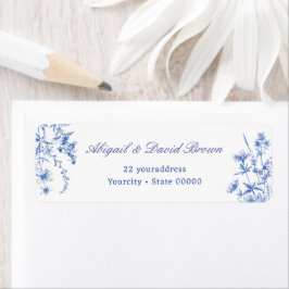 Blauwe Wilde Bloemen Retouradres Etiket