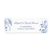 Blauwe Wilde Bloemen Retouradres Etiket (Voorkant)