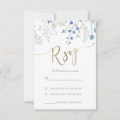 blauwe wilde bloemen RSVP bruiloft (Voorkant)