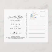 Blauwe wilde bloemen sierlijke bloemen Boho Bewaar Uitnodiging Briefkaart (Achterkant)