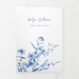  Blauwe Wilde Bloemen Trifold Brochure Drieluik Kaart