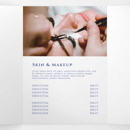  Blauwe Wilde Bloemen Trifold Brochure Drieluik Kaart (Binnenkant midden)