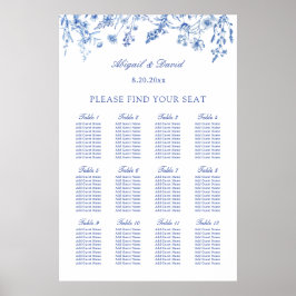 Blauwe Wilde Bloemen Trouw Zittijd Chart Poster