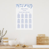 Blauwe Wilde Bloemen Trouw Zittijd Chart Poster (Keuken)