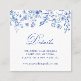 Blauwe Wilde Bloemen Trouwdetails Website QR Code Informatiekaartje