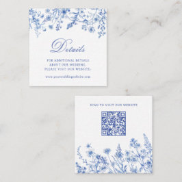 Blauwe Wilde Bloemen Trouwdetails Website QR Code Informatiekaartje