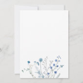 blauwe wilde bloemen trouwkaart kaart (Achterkant)