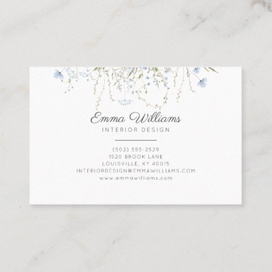 Blauwe wilde bloemen visitekaartje (Achterkant)