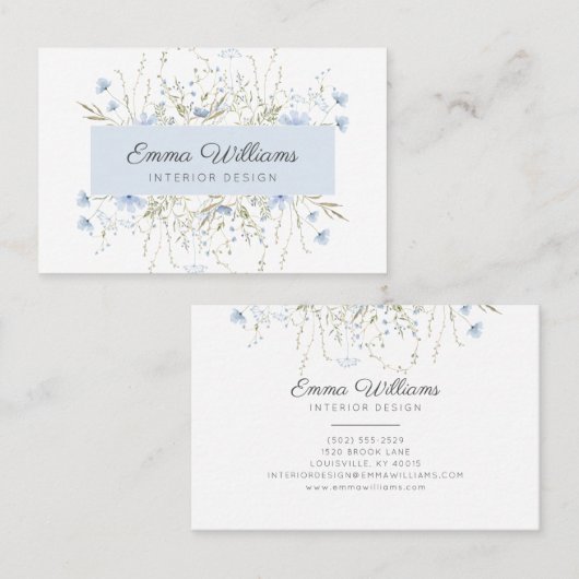 Blauwe wilde bloemen visitekaartje (Voorkant / Achterkant)