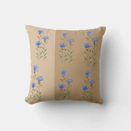 Blauwe Wilde Bloemen Watercolor Kunst Kussen