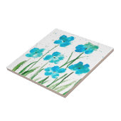 Blauwe wilde bloemen waterverf Kitchen Rustic Tegeltje (Zijkant)