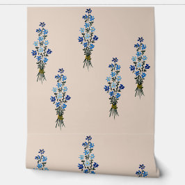 Blauwe Wilde Bloemen Waterverf Kunst Behang