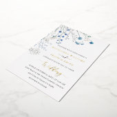 blauwe wilde bloemen winter bruiloft folie uitnodiging (Gedraaid)