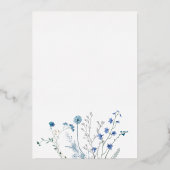 blauwe wilde bloemen winter bruiloft folie uitnodiging (Achterkant)