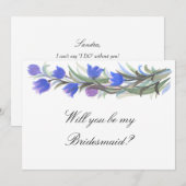 Blauwe wilde bloemen zijn mijn bruidsmeisje voorst kaart (Voorkant / Achterkant)