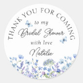 Blauwe Wilde Bloemen Zoete Bloesem Hartelijk Dank  Ronde Sticker (Voorkant)