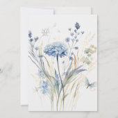 Blauwe wilde bloementuin aquarel bruiloft kaart (Achterkant)
