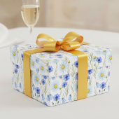 Blauwe Wilde Bloemenweide Cadeaupapier
