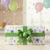 Blauwe Wilde Bloemenweide Cadeaupapier