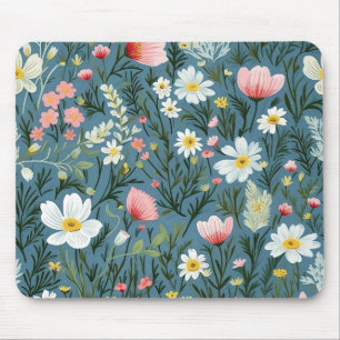 Blauwe Wilde Bloemenweide Cottagecore Bloemmotief Muismat