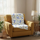 Blauwe Wilde Bloemenweide Fleece Deken