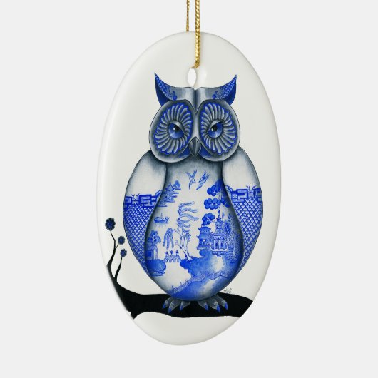 Blauwe wilde boomgaard keramisch ornament (Rechts)