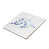 Blauwe Wilde Drakentegel met witte achtergrond Tegeltje (Zijkant)