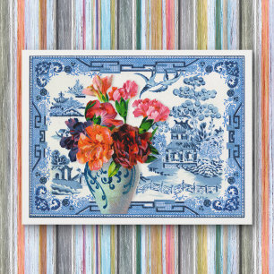 Blauwe wilde groeten briefkaart