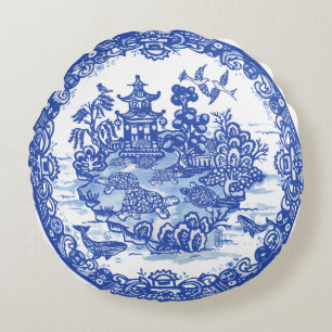 Blauwe Wilde Isle of Turtles Whimsical Garden Rond Kussen