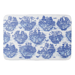 Blauwe wilde konijn Deer Fox Bird Toile Art Badmat