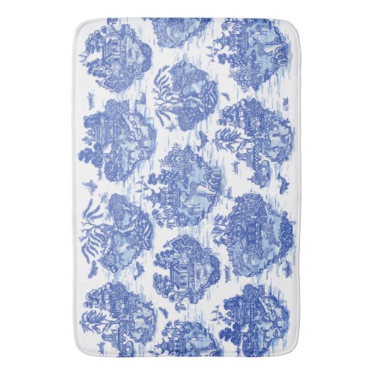 Blauwe wilde konijn Deer Fox Bird Toile Art Badmat (Voorkant Verticaal)