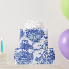 Blauwe wilde konijn Deer Fox Bird Toile Art Cadeaupapier