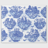 Blauwe wilde konijn Deer Fox Bird Toile Art Cadeaupapier (Vlak)