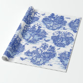 Blauwe wilde konijn Deer Fox Bird Toile Art Cadeaupapier (Uitgerold)