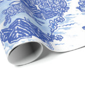 Blauwe wilde konijn Deer Fox Bird Toile Art Cadeaupapier (Rol Hoek)
