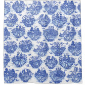 Blauwe wilde konijn Deer Fox Bird Toile Art Douchegordijn (Voorkant)