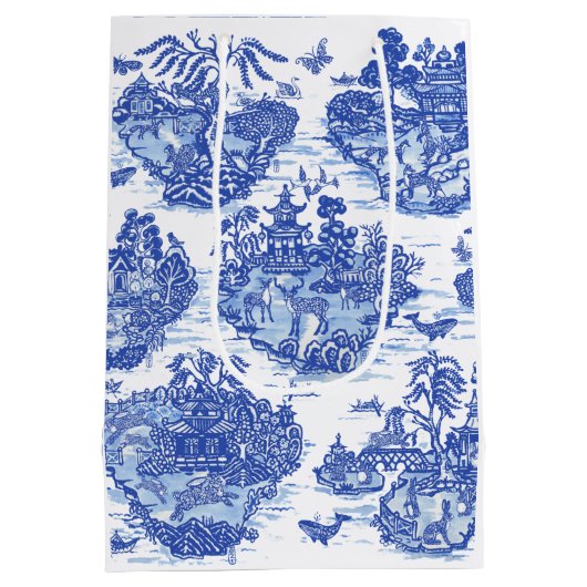 Blauwe wilde konijn Deer Fox Bird Toile Art Medium Cadeauzakje (Achterkant)