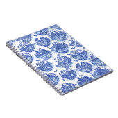 Blauwe wilde konijn Deer Fox Bird Toile Art Notitieboek (Rechterzijde)