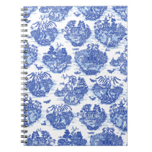 Blauwe wilde konijn Deer Fox Bird Toile Art Notitieboek