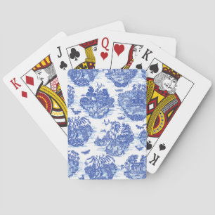 Blauwe wilde konijn Deer Fox Bird Toile Art Pokerkaarten