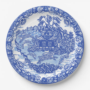 Blauwe wilde konijn Klassieke Aziatische Vintage K Papieren Bordje