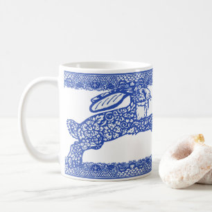 Blauwe wilde konijnen Bunnies Floral Koffiemok