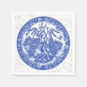 Blauwe wilde peacock Temple Garden Crackle Kijk Servet (Voorkant)