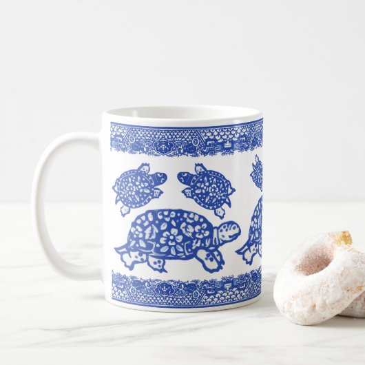 Blauwe wilde schildpadschildpad koffiemok (Met donut)