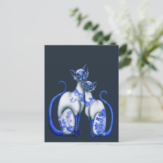 Blauwe wilde Siamese katten Briefkaart (Staand voorkant)