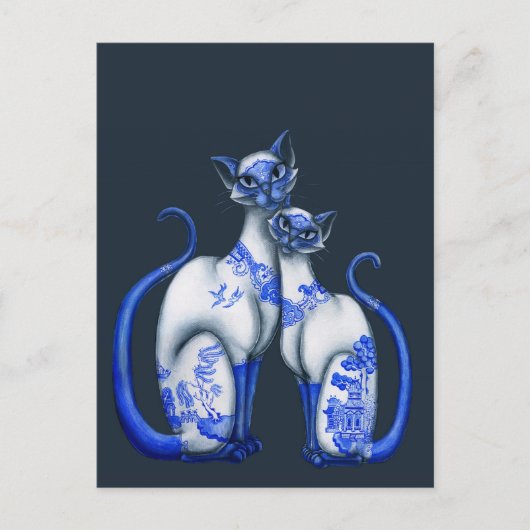 Blauwe wilde Siamese katten Briefkaart (Voorkant)