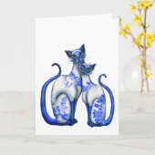 Blauwe wilde Siamese katten Kaart (Gele Bloem)